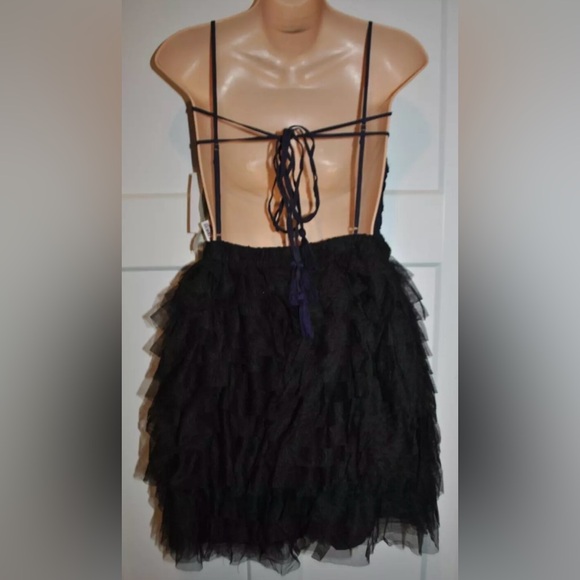 FREE PEOPLE Flutter Mini Tiered Tulle Sequin Beaded Mini Dress size S NWOT - Picture 8 of 10